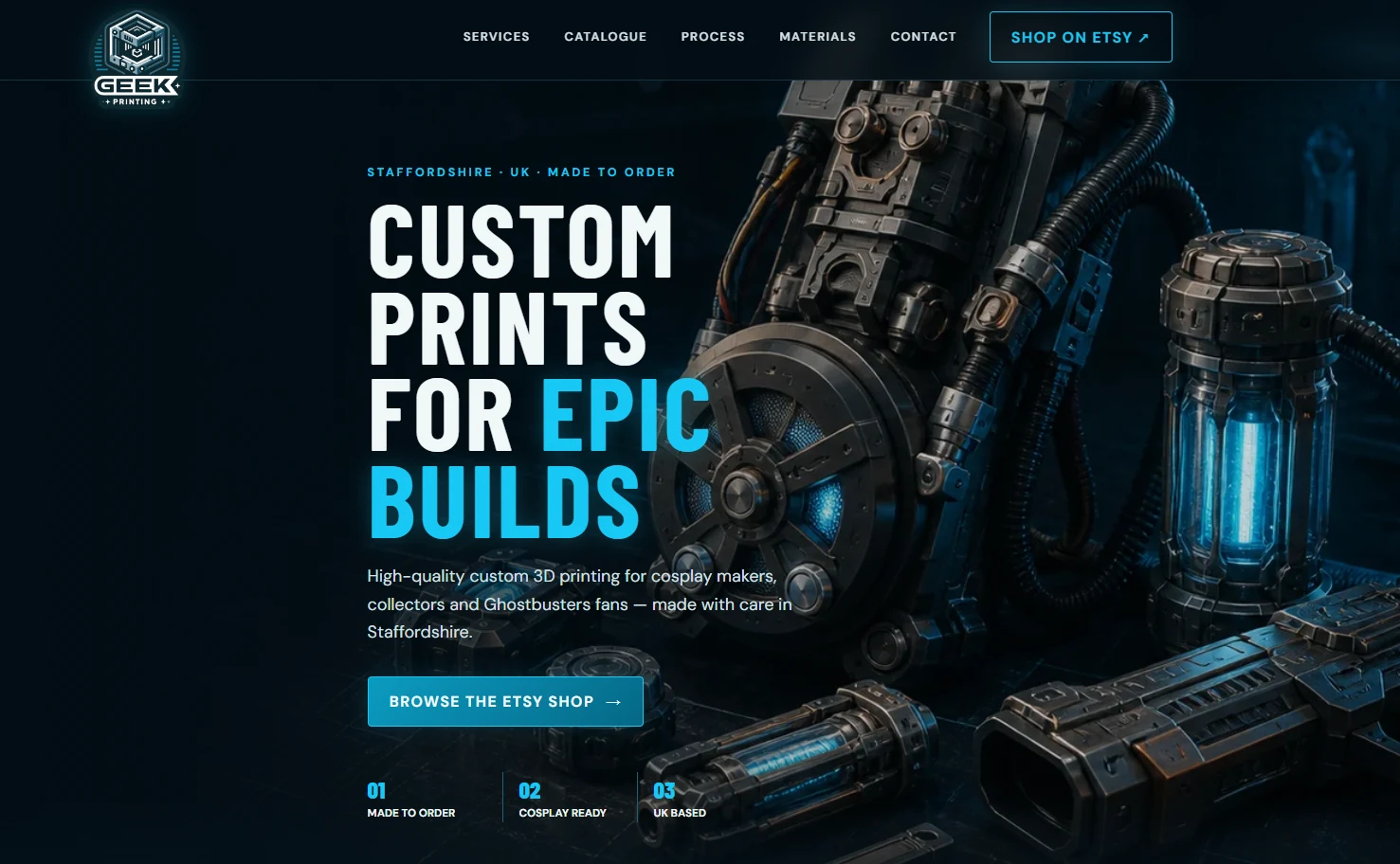 Geek Printing website homepage