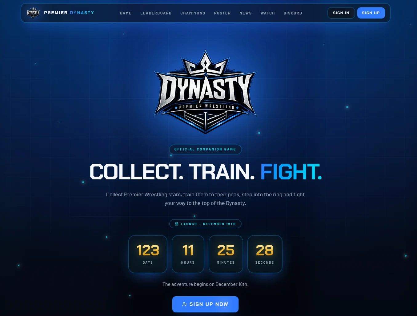 Premier Wrestling Dynasty website homepage