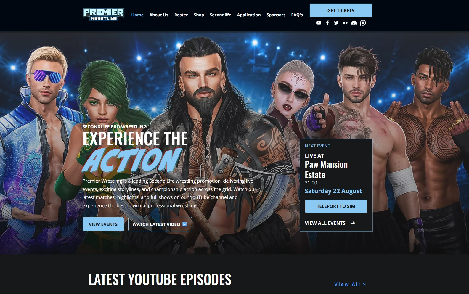 Premier Wrestling website homepage
